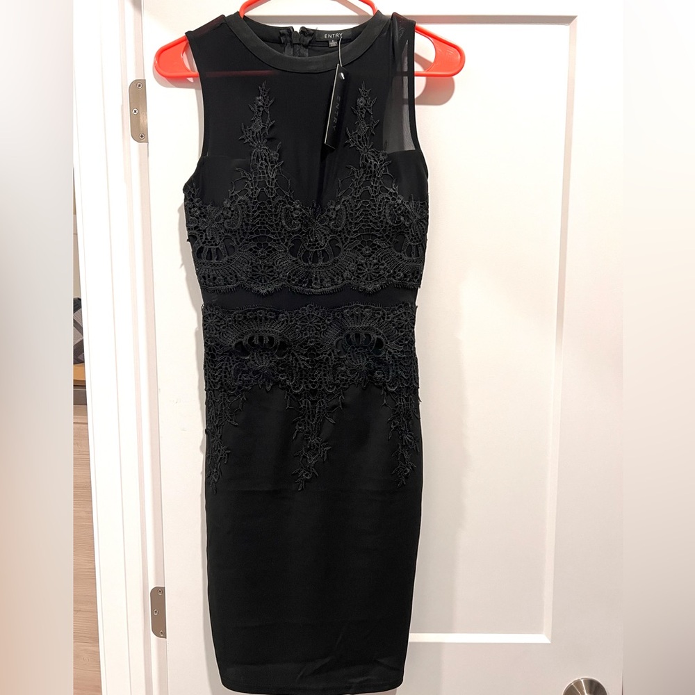 NWT Black Lace/Mesh Detail Dress Small